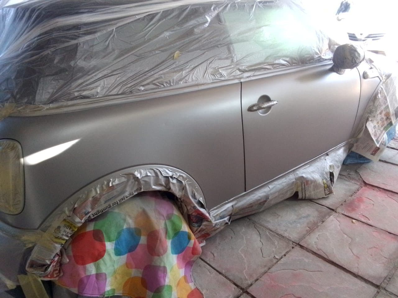 Silver Mini refinished in the spray booth